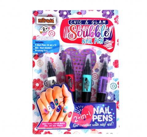 Mirada Chic & Glam Scribble Nail Pen Nail Art Kit for Girl, 6Y+, Multicolour