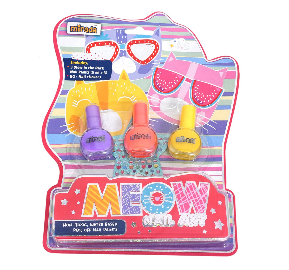 Mirada Meow Nail Art Kit for Girl, 6Y+, Multicolour