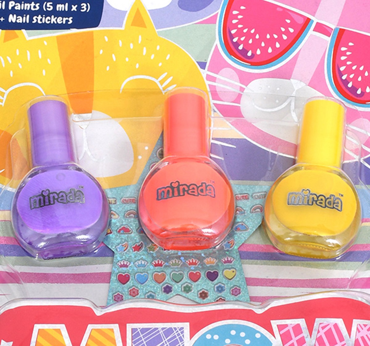 Mirada Meow Nail Art Kit for Girl, 6Y+, Multicolour