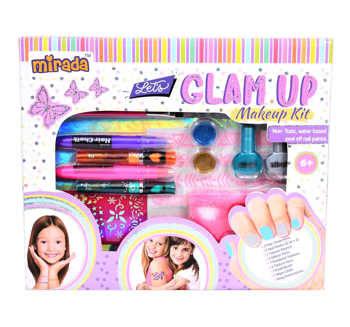 Mirada Lets Glam Up Nail Art Kit for Girl, 6Y+, Multicolour