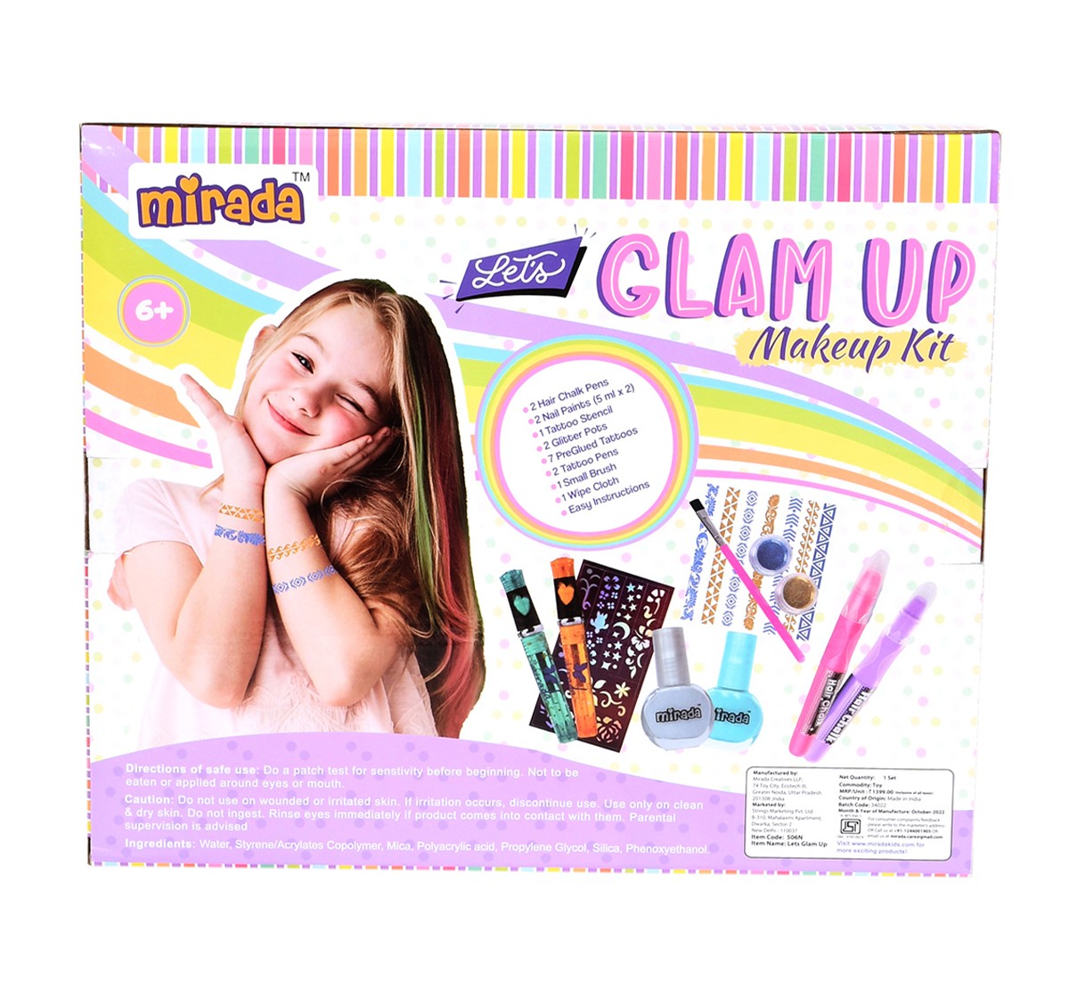 Mirada Lets Glam Up Nail Art Kit for Girl, 6Y+, Multicolour