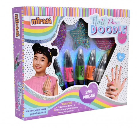 Mirada Doodle Nail Pen Salon Nail Art Kit for Girl, 6Y+, Multicolour