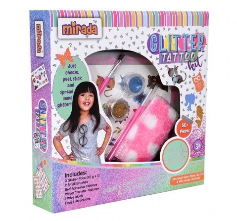 Mirada Glitter Tattoo Kit Nail Art Kit for Girl, 6Y+, Multicolour