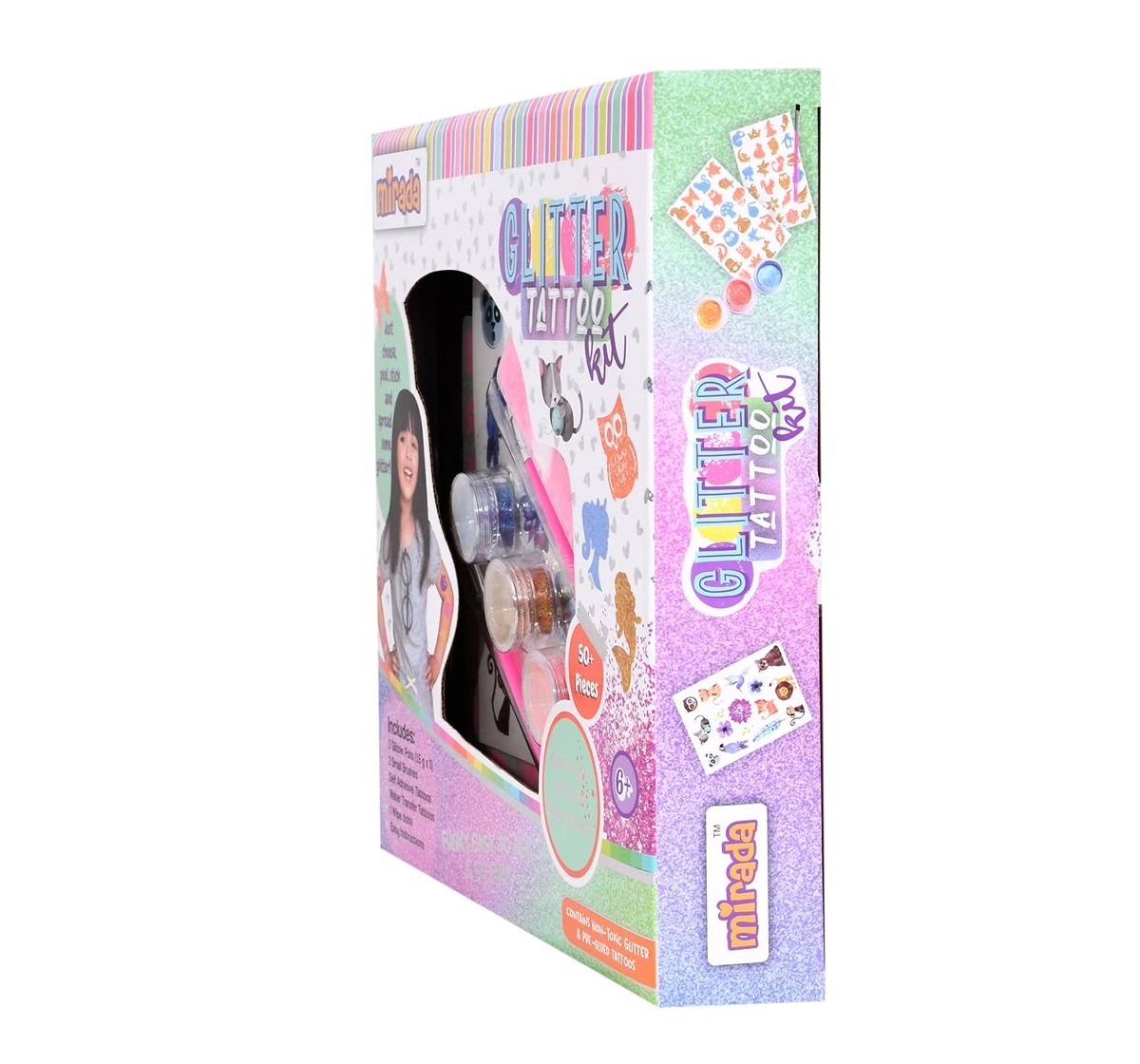 Mirada Glitter Tattoo Kit Nail Art Kit for Girl, 6Y+, Multicolour