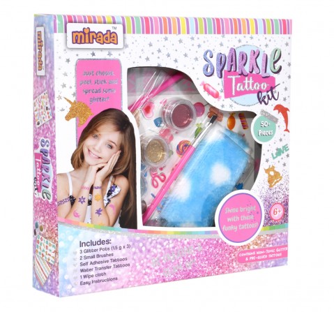 Mirada Sparkle Tattoo Kit Nail Art Kit for Girl, 6Y+, Multicolour