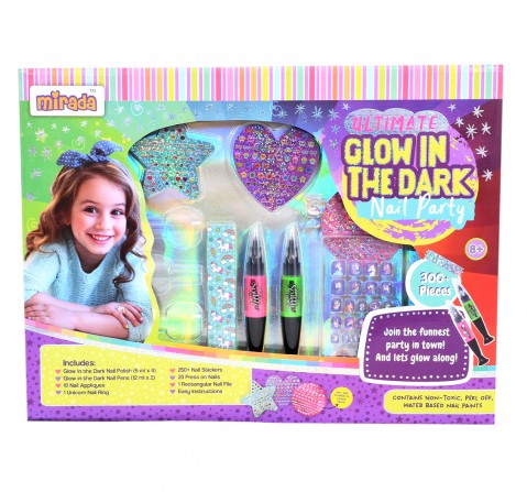 Mirada Ultimate Glow Nail Party Nail Art Kit for Girl, 6Y+, Multicolour