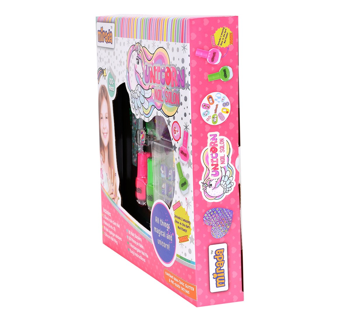 Mirada Unicorn Nail Salon Nail Art Kit for Girl, 6Y+, Multicolour