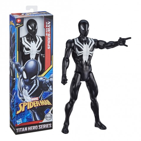 Marvel Spider-Man: Titan Hero Series Villains Black Suit Spider-Man 12-Inch-Scale Super Hero Action Figure Toy, 4Yrs+