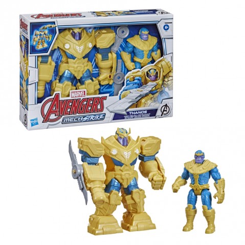 Hasbro Marvel Avengers Mech Strike 7-Inch Action Figure Toy Infinity Mech Suit Thanos And Blade Weapon Accessory, For Kids Ages 4 And Up