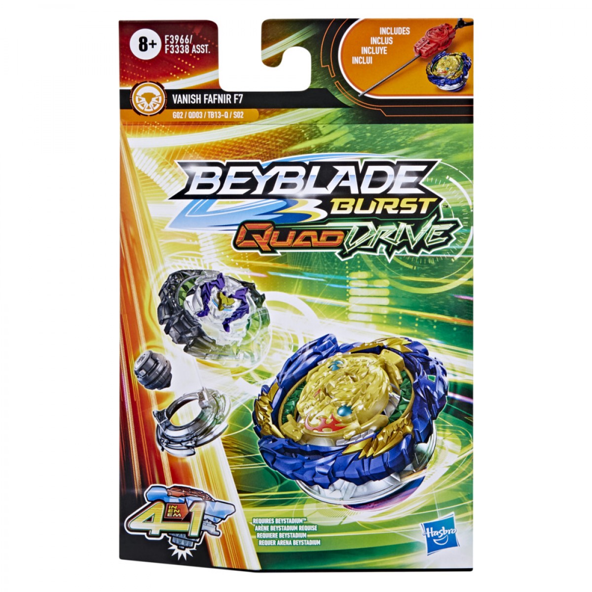 Beyblade Burst Quaddrive Vanish Fafnir F7 Spinning Top Starter Pack, 8Yrs+