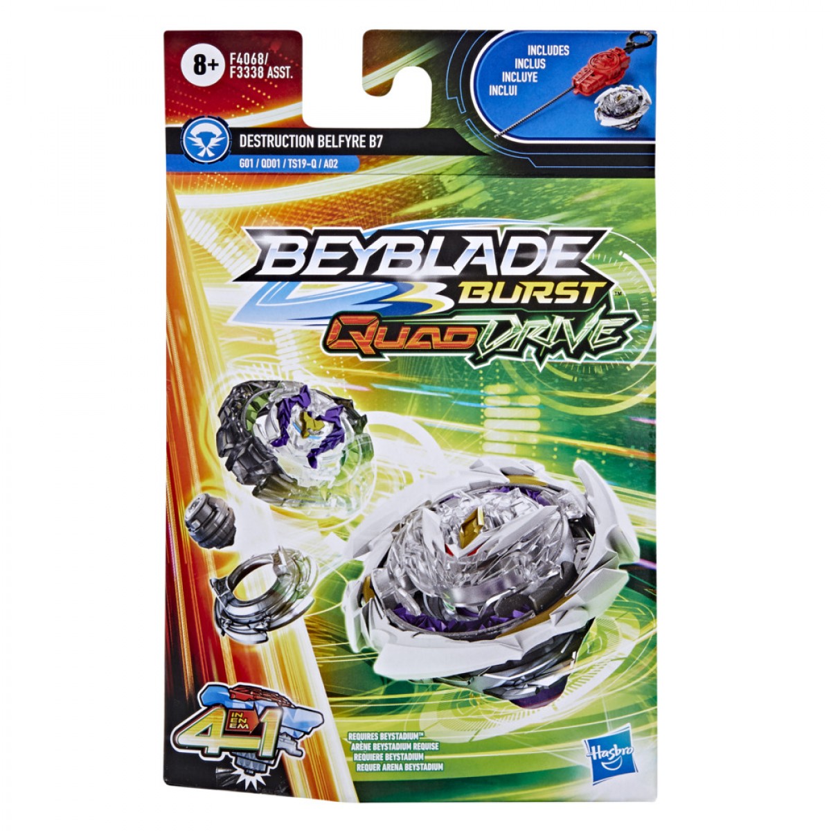 Beyblade Burst Quaddrive Destruction Belfyre B7 Spinning Top Starter Pack, 8Yrs+