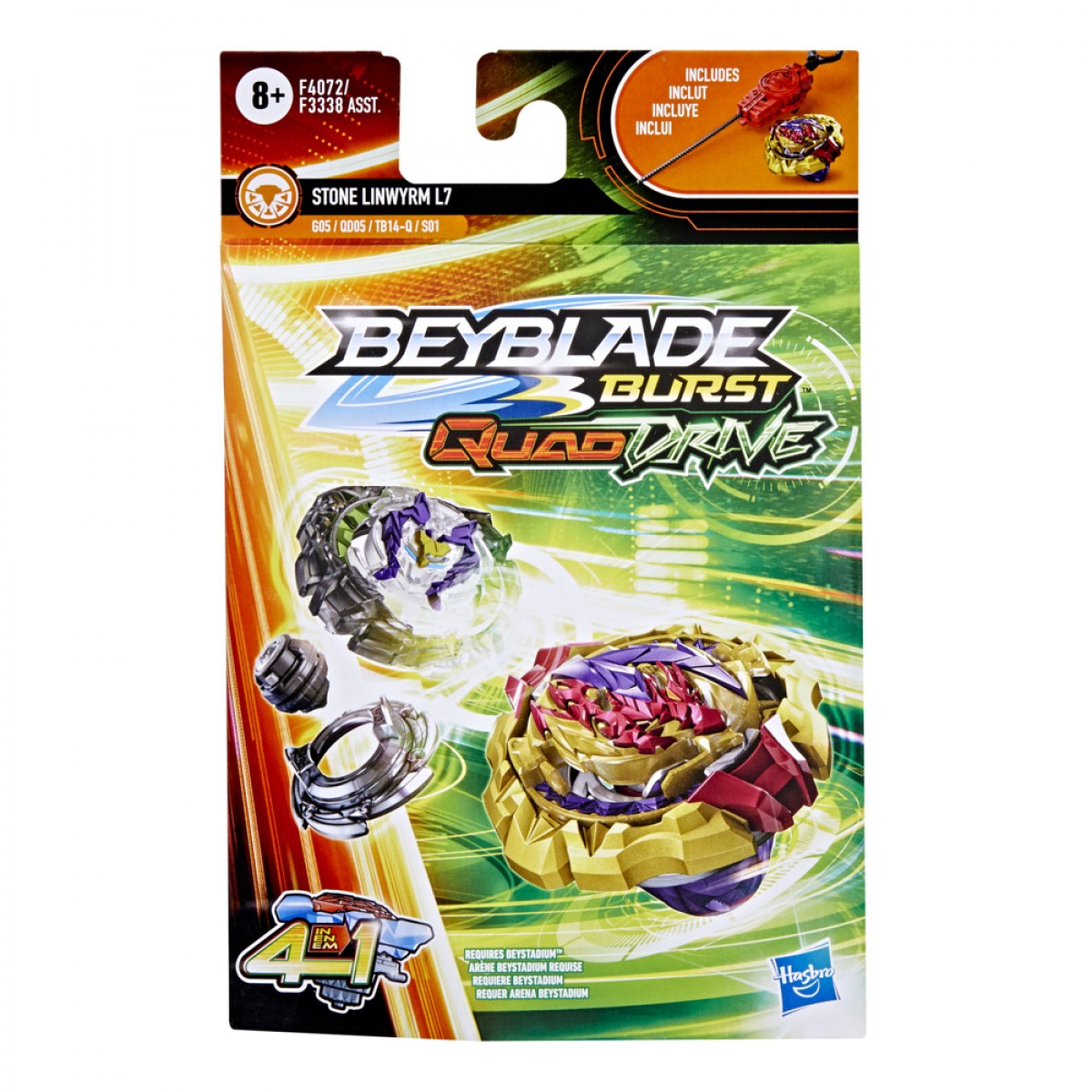 Beyblade Burst Quaddrive Stone Linwyrm L7 Spinning Top Starter Pack, 8Yrs+