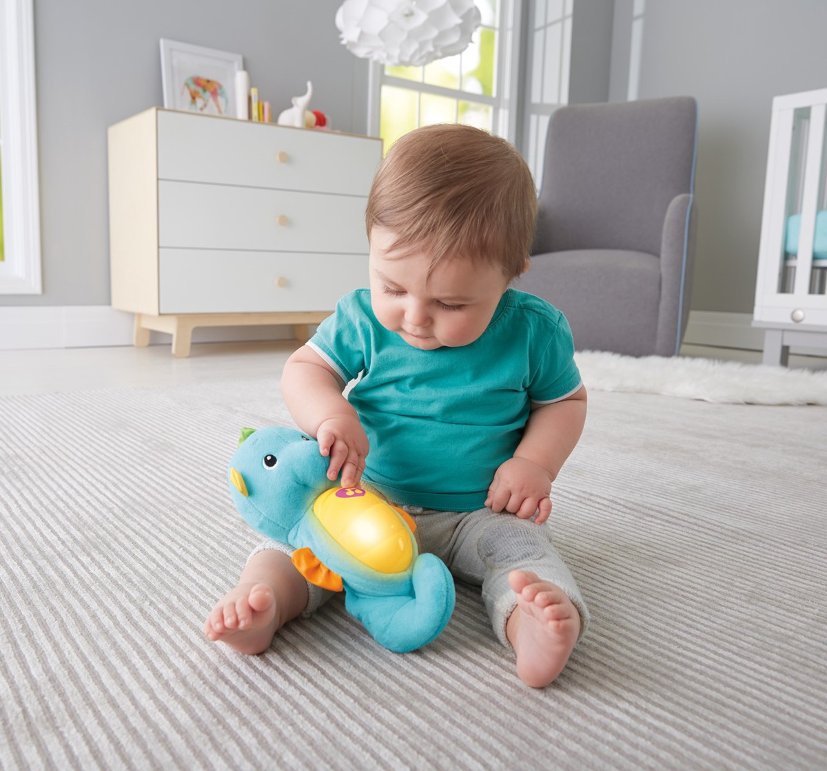 Fisher Price Soothe & Glow Seahorse, 0Y+, Blue