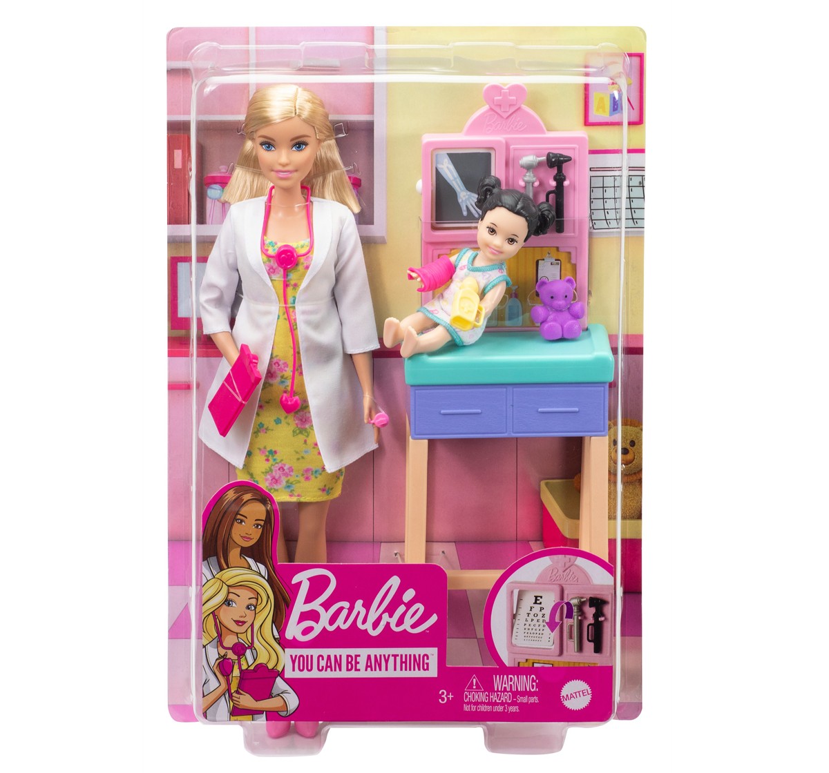 Barbie Baby Doctor Playset with Blonde Doll, Infant Doll, Stethoscope, Baby Kids for 3Y+,