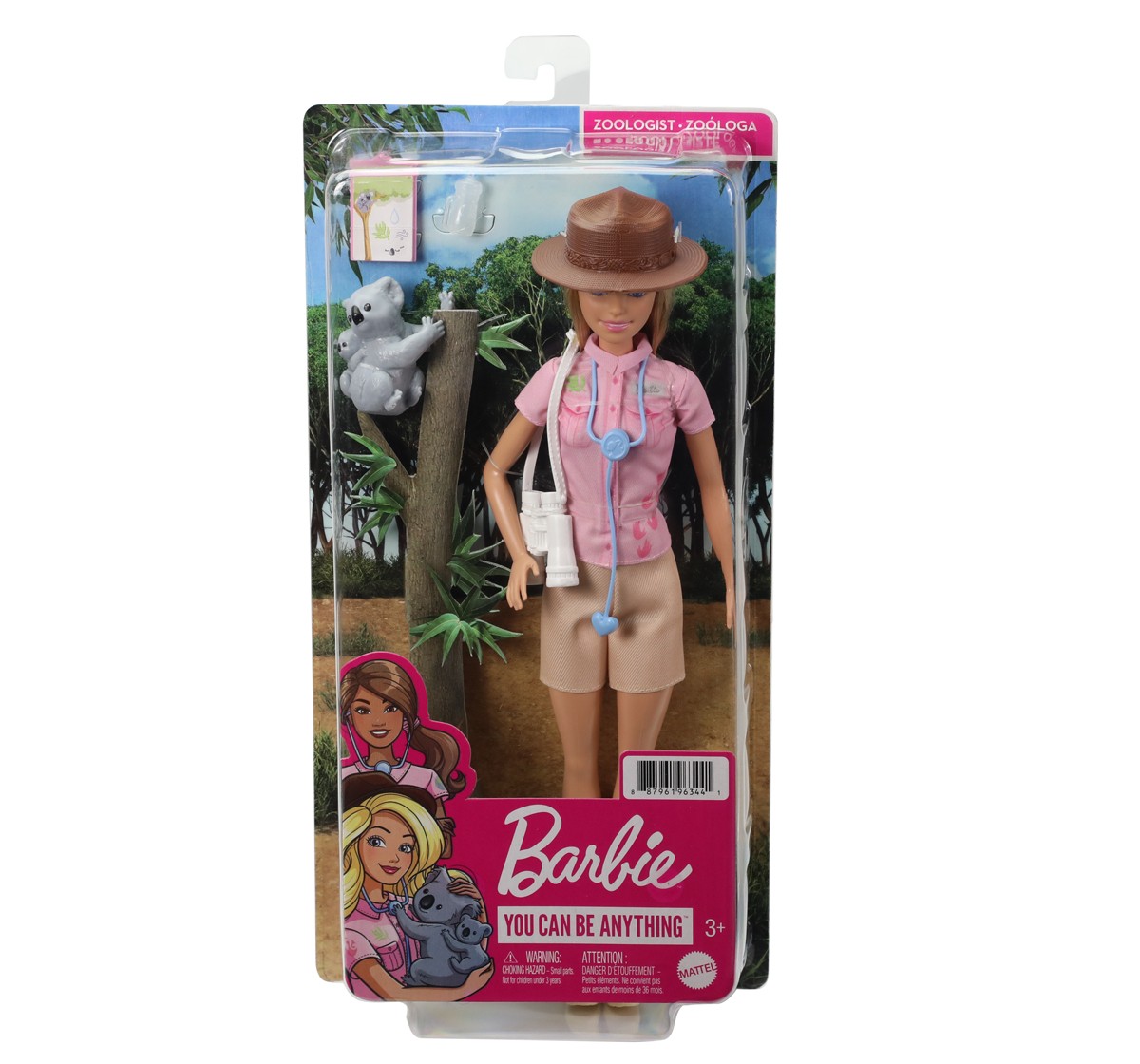 Barbie Zoologist Doll Role Play Clothing Accessories Koala Baby Figure Feeding Bottle Stethoscope Binoculars Clipboard Kids for 3Y