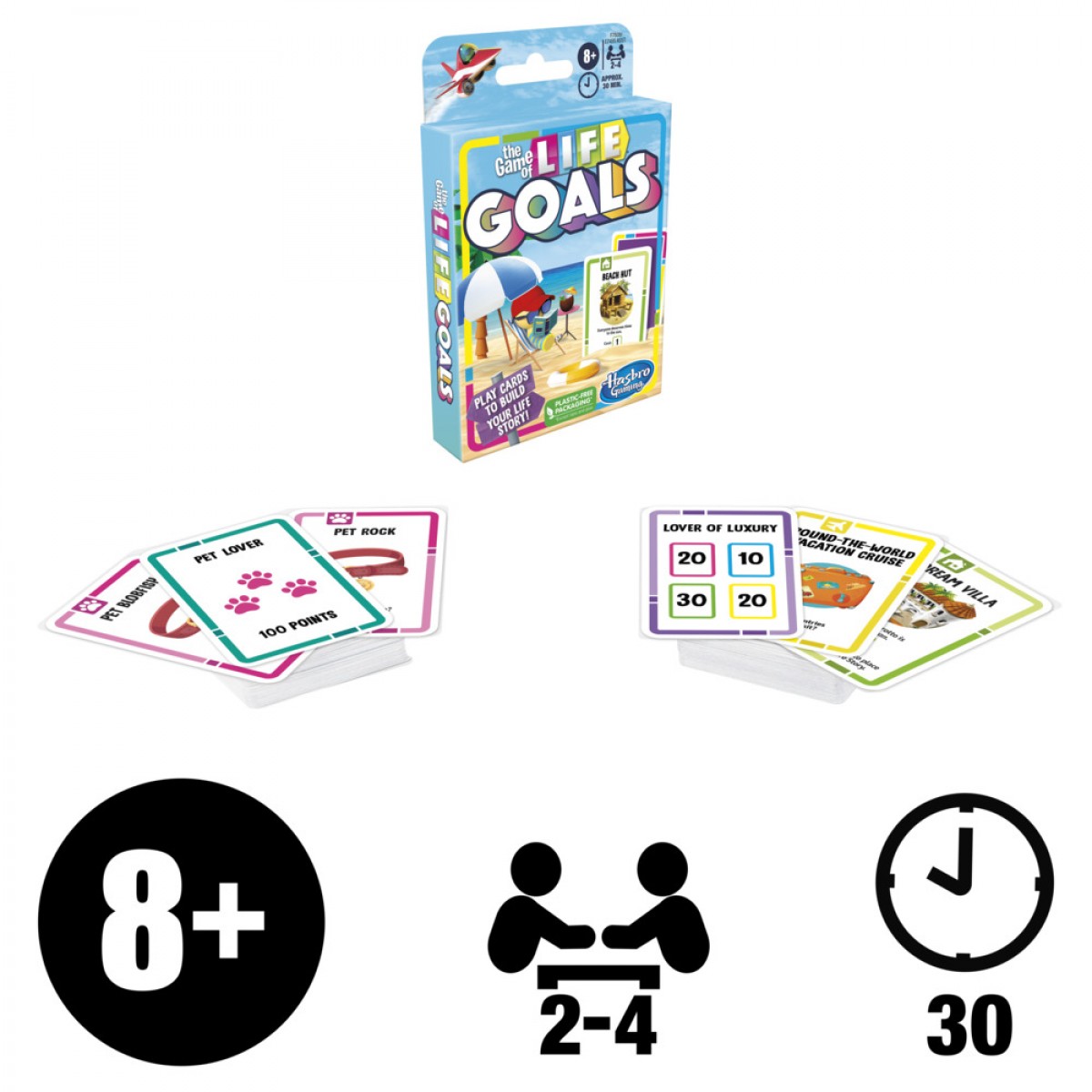The Game Of Life Goals Game, Quick-Playing Card Game For 2-4 Players, The Game Of Life Card Game For Families And Kids, 8Yrs+, Multicolour