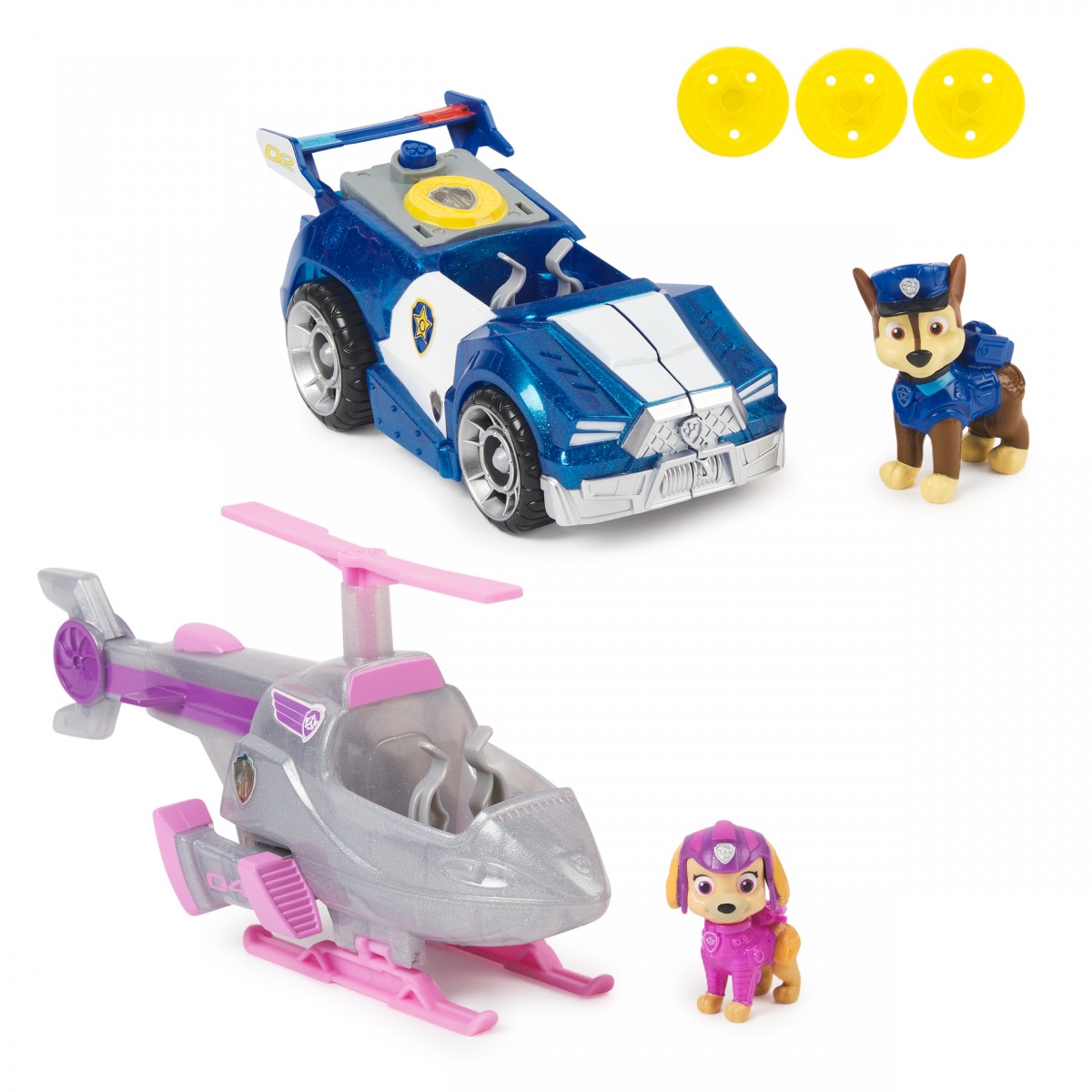 Paw Patrol: The Movie, Chase & Skye Action Figure And Transforming Vehicle Set, With Toy Car & Toy Airplane, 3Yrs+