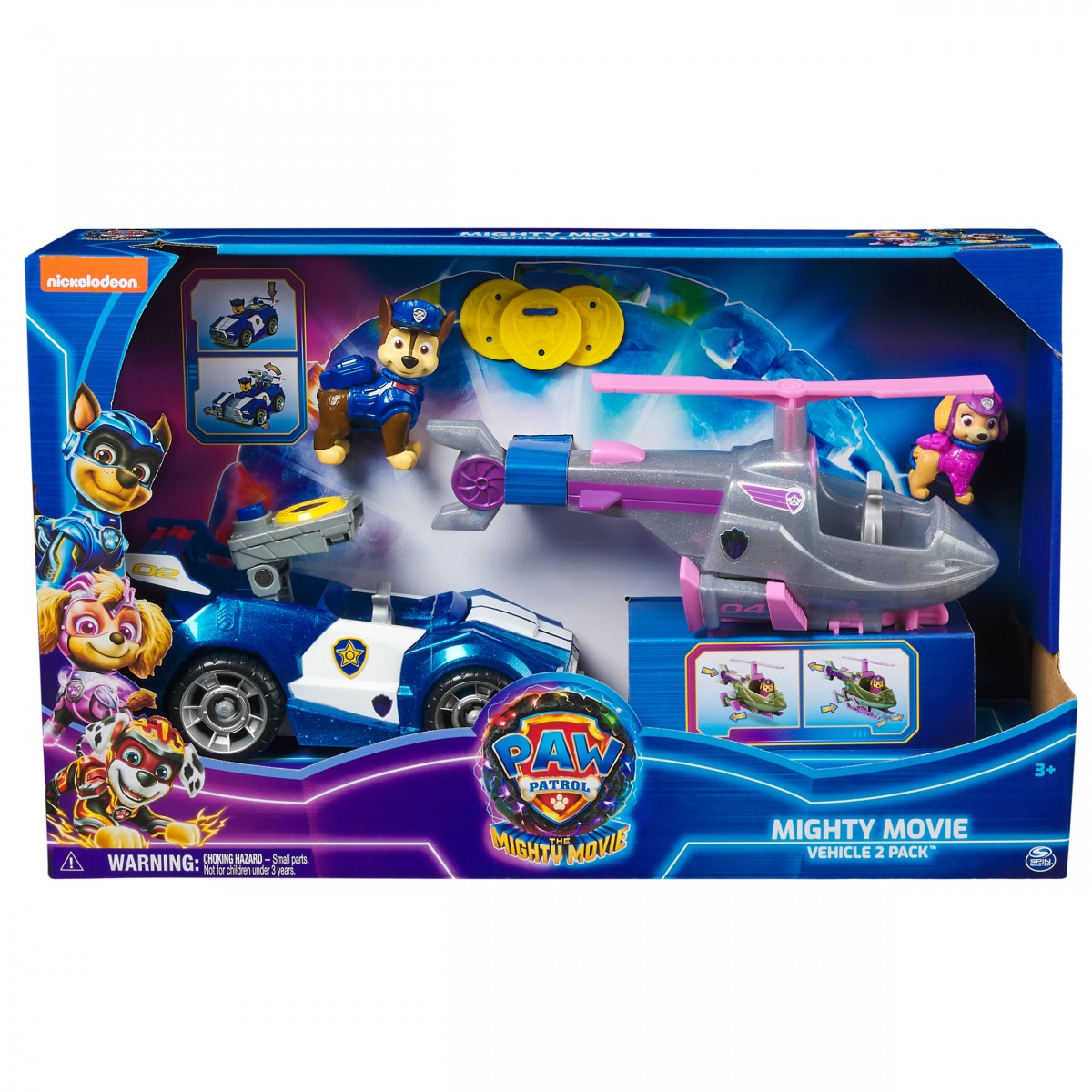 Paw Patrol: The Movie, Chase & Skye Action Figure And Transforming Vehicle Set, With Toy Car & Toy Airplane, 3Yrs+