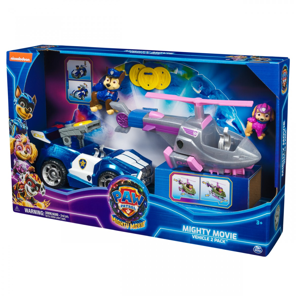 Paw Patrol: The Movie, Chase & Skye Action Figure And Transforming Vehicle Set, With Toy Car & Toy Airplane, 3Yrs+