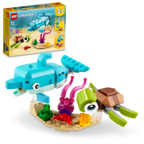 LEGO Creator 3in1 Dolphin and Turtle Building Kit, 137 Pieces, Multicolour, 6Y+
