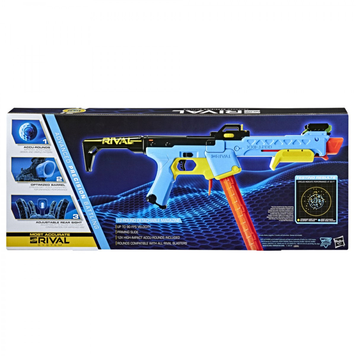 Nerf Rival Pathfinder Xxii-1200 Blaster, Most Accurate Nerf Rival System, Adjustable Sight, 12-Round Magazine, 12 Nerf Rival Accu-Rounds, 14Yrs+, Multicolour