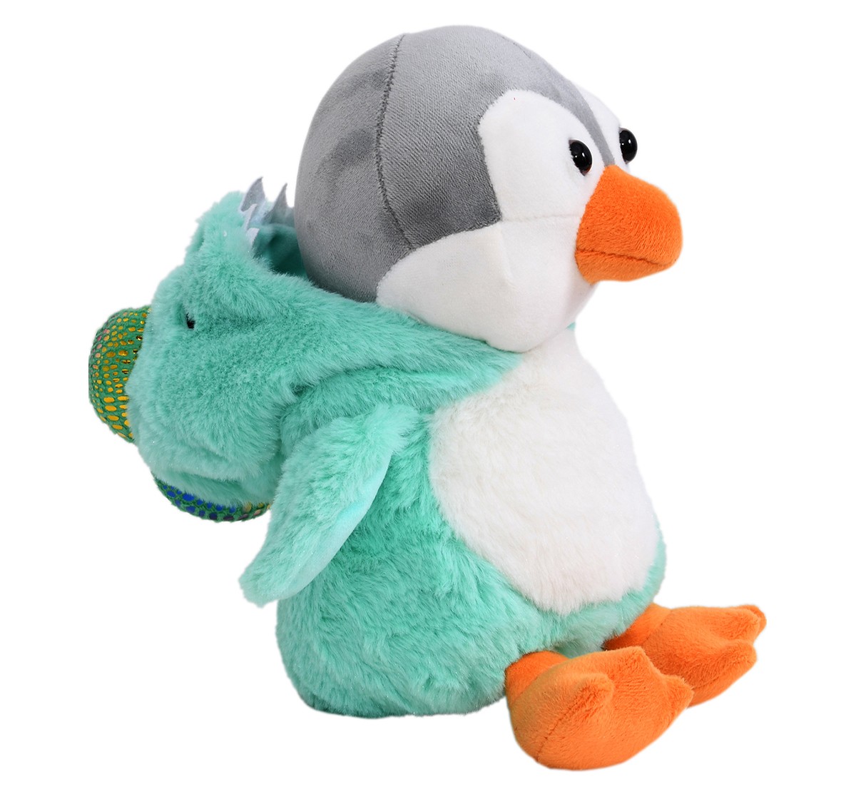 Mirada Turquoise Dinosaur Cute Plush Stuffed Hoodie Penguin Soft Toy, 23 cm, 3Y+, Turquoise