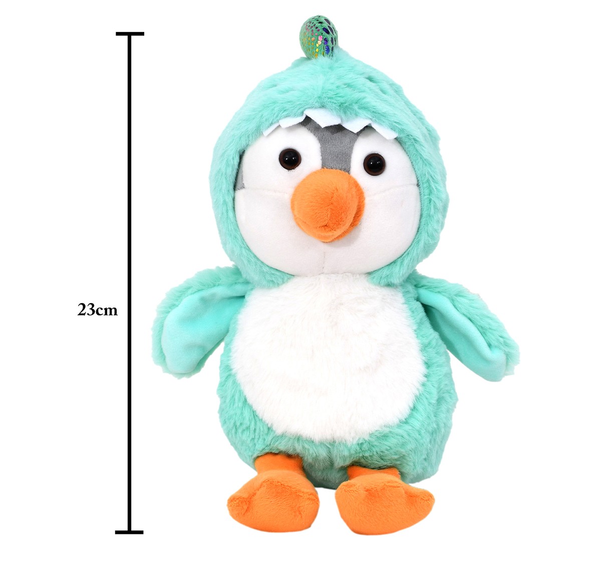 Mirada Turquoise Dinosaur Cute Plush Stuffed Hoodie Penguin Soft Toy, 23 cm, 3Y+, Turquoise