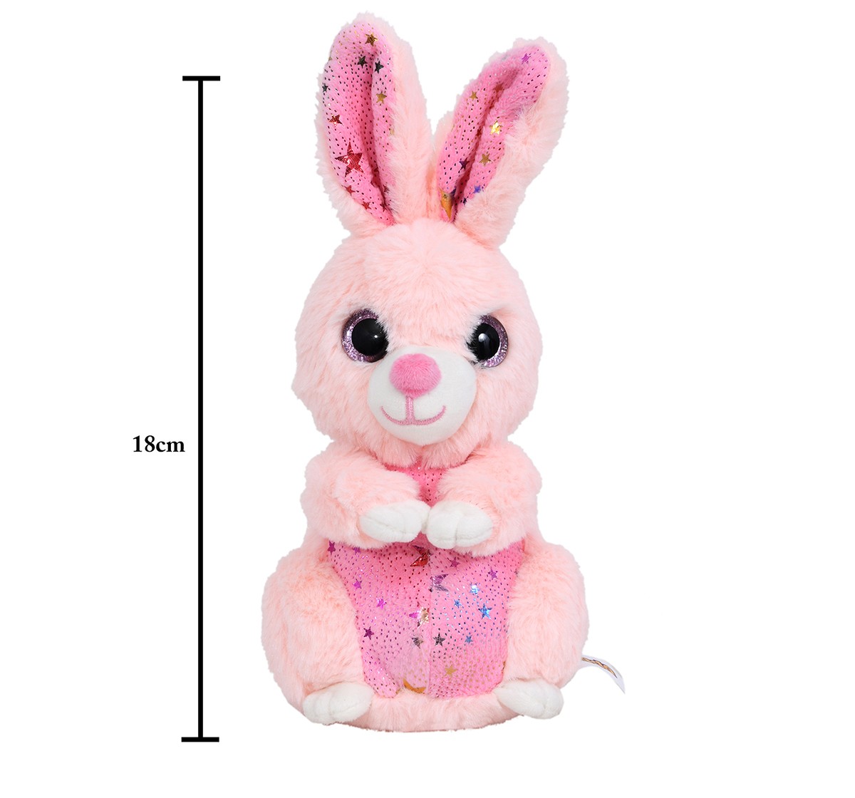 Mirada 18cm Pink foil Glitter Eye Bunny Soft Toy, 18cm, 3Y+, Pink