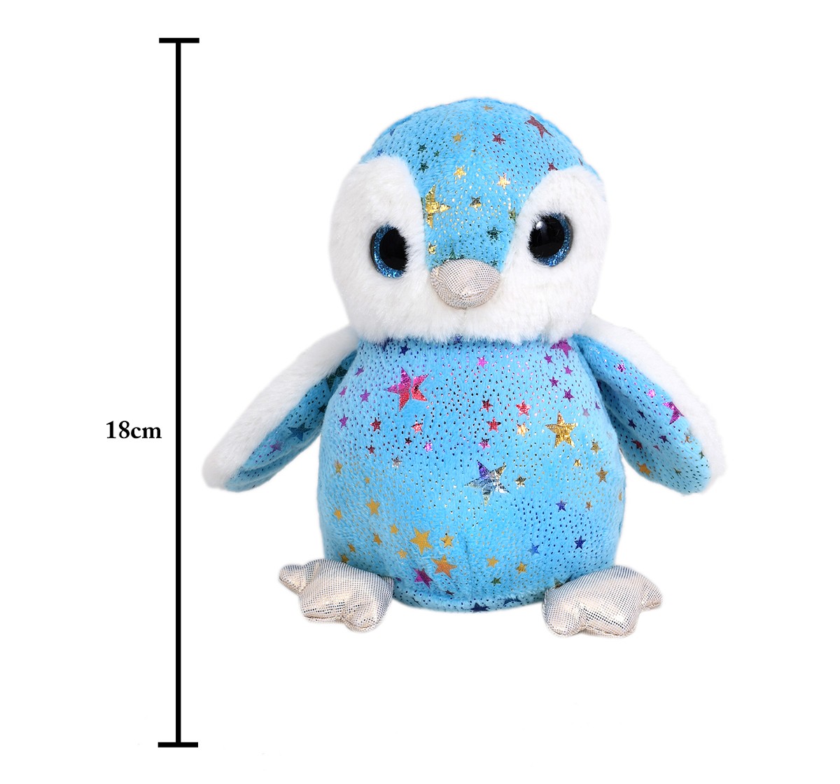 Mirada Blue Foil Cute Plush Stuffed Glitter Eye Penguin Soft Toy, 18 cm, 3Y+, Blue