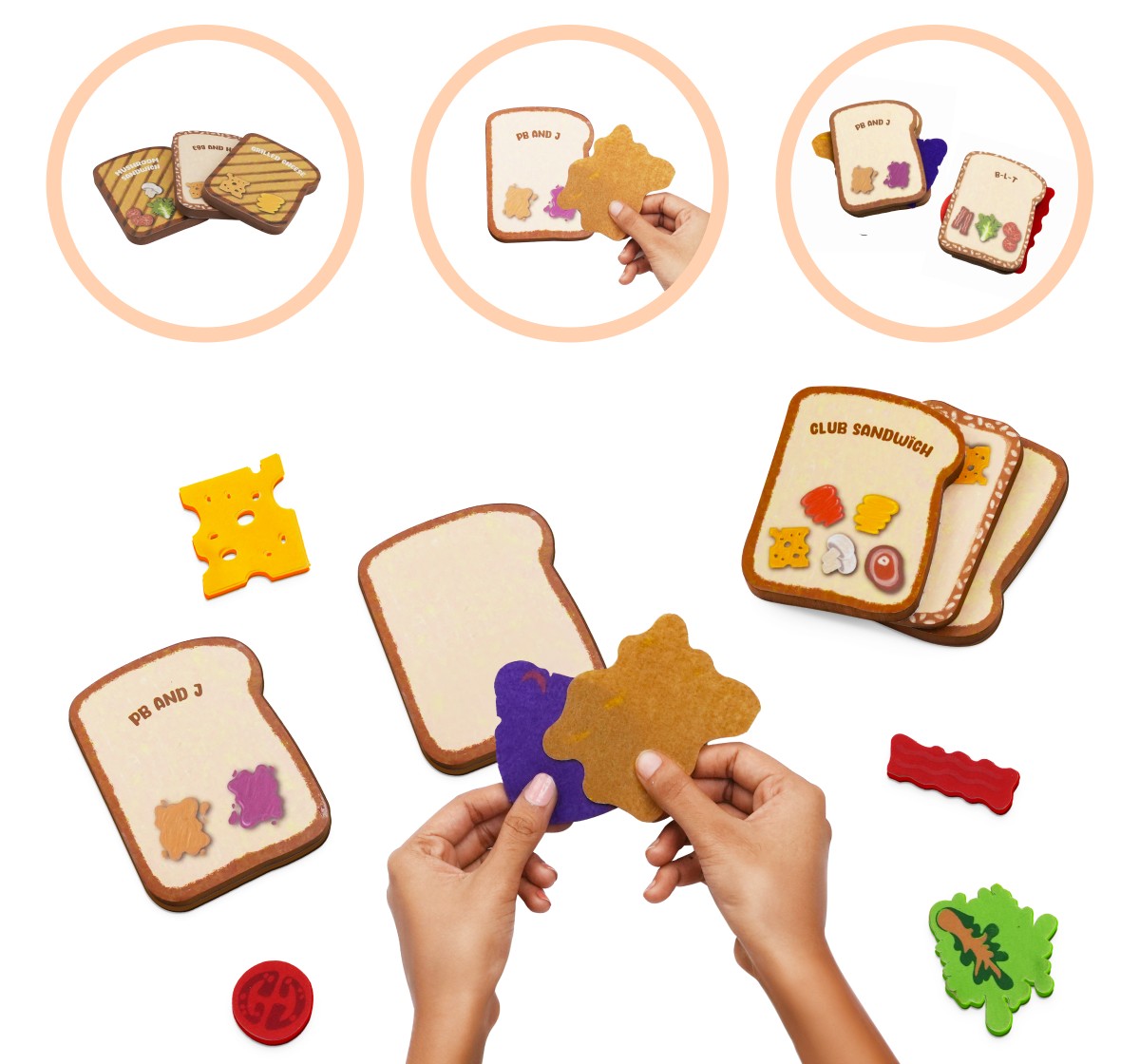 Dabble Pretend Play Sandwich Playset by Playshifu, Six Sneaky Sandwiches, Kids Kitchen playset, Kids for 3Y+, Multicolour