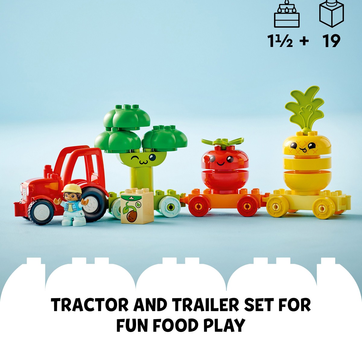 LEGO DUPLO My First Fruit and Vegetable Tractor 10982 Building Toy Set 19 Pieces Multicolour 1M+