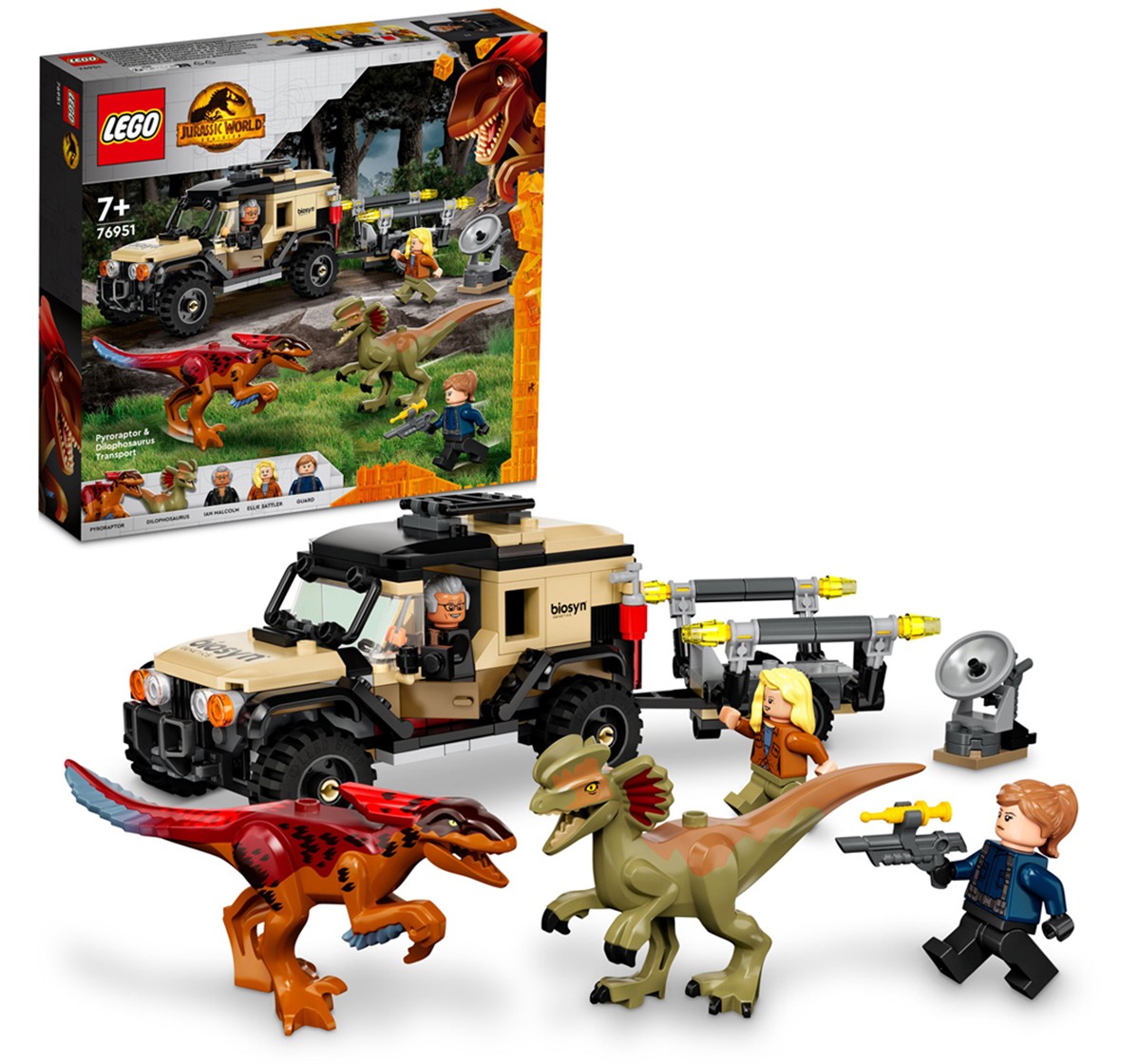 LEGO Jurassic World Pyroraptor & Dilophosaurus Transport 76951 254 Pieces Multicolour 7Y+