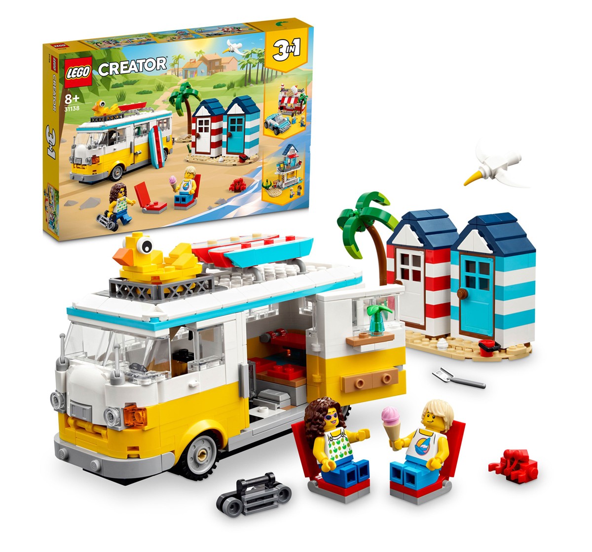 LEGO Creator Beach Camper Van 31138 Building Toy Set 556 Pieces Multicolour 8Y+