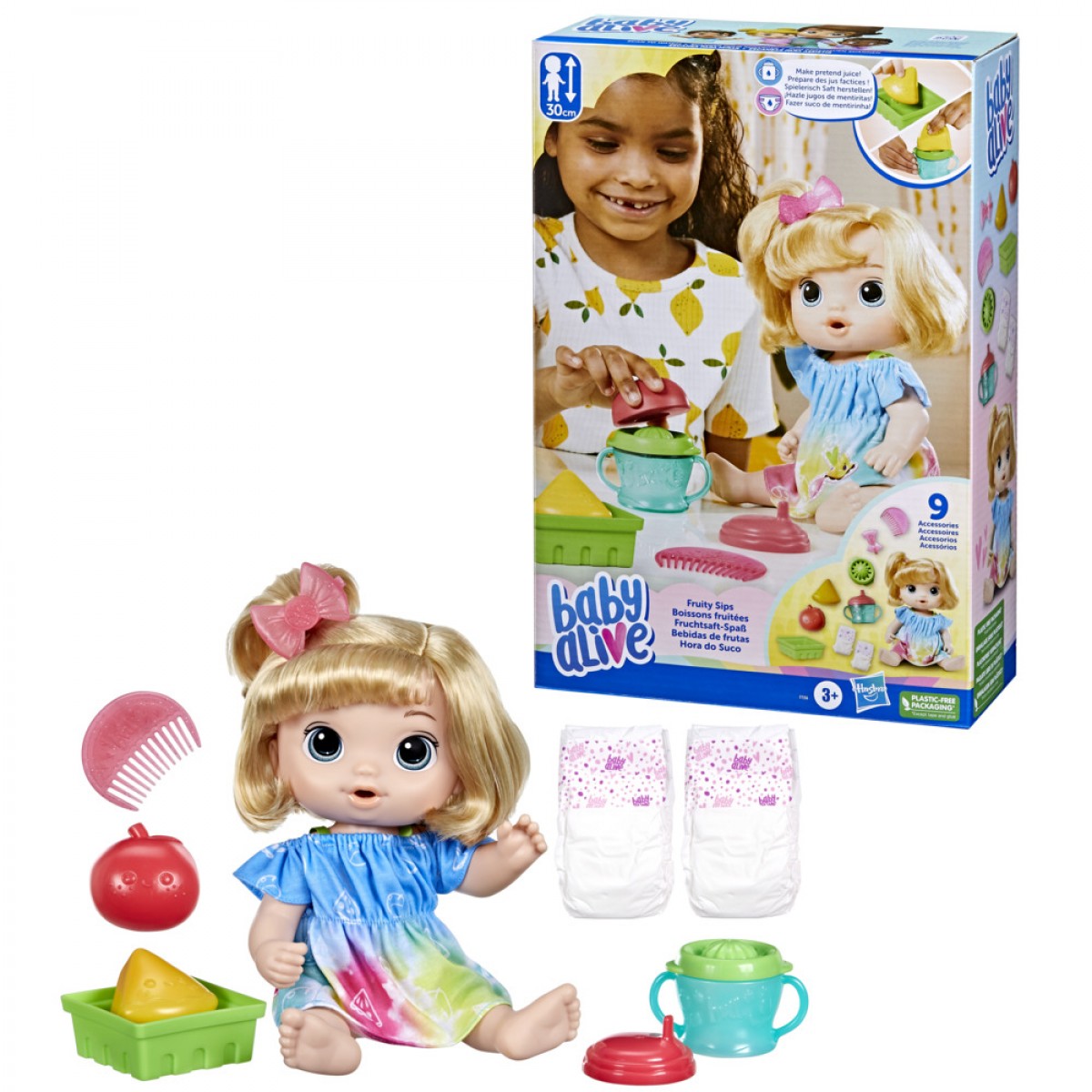 Baby Alive Fruity Sips Doll, 12 Inch, 3Yrs+