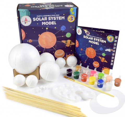 Kalakaram Kids Solar System Model Kit for Kids, Paint and Assemble Kit for School Project and Kids Learning, DIY Science Modal Kit for School and Home, 5Y+, Multicolour