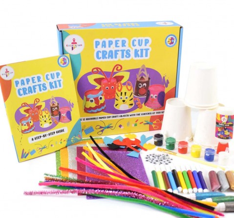Kalakaram Paper Craft Kit for Kids, DIY Fun Activity Kit for Kids, Paper Cup Painting and Craft Kit, Kids Educational Activity Kit, Fun Crafts for Kids, Hobby Craft Set for Kids, DIY Craft Kit, 5Y+, Multicolour