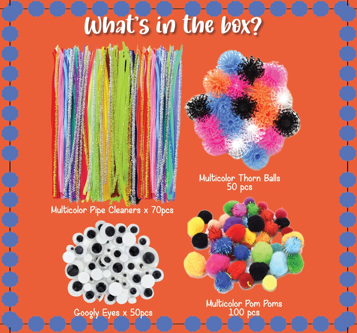 Kalakaram Pom Pom Crafts Kit for Kids, DIY Fun Activity for Kids 5 Year Old, DIY Hobby Crafts for Kids, Pom Pom Activity Kits, Multi Color, Art Craft Kit for Kids, 5Y+, Multicolour