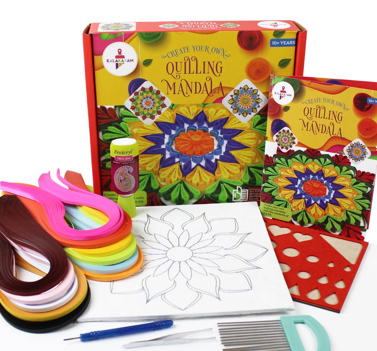 Kalakaram Quilling Mandala Craft Kit, Paper Art and Craft Kit for Girls and Return Gifts, DIY Art and Craft Kit for Kids, 12Y+, Multicolour
