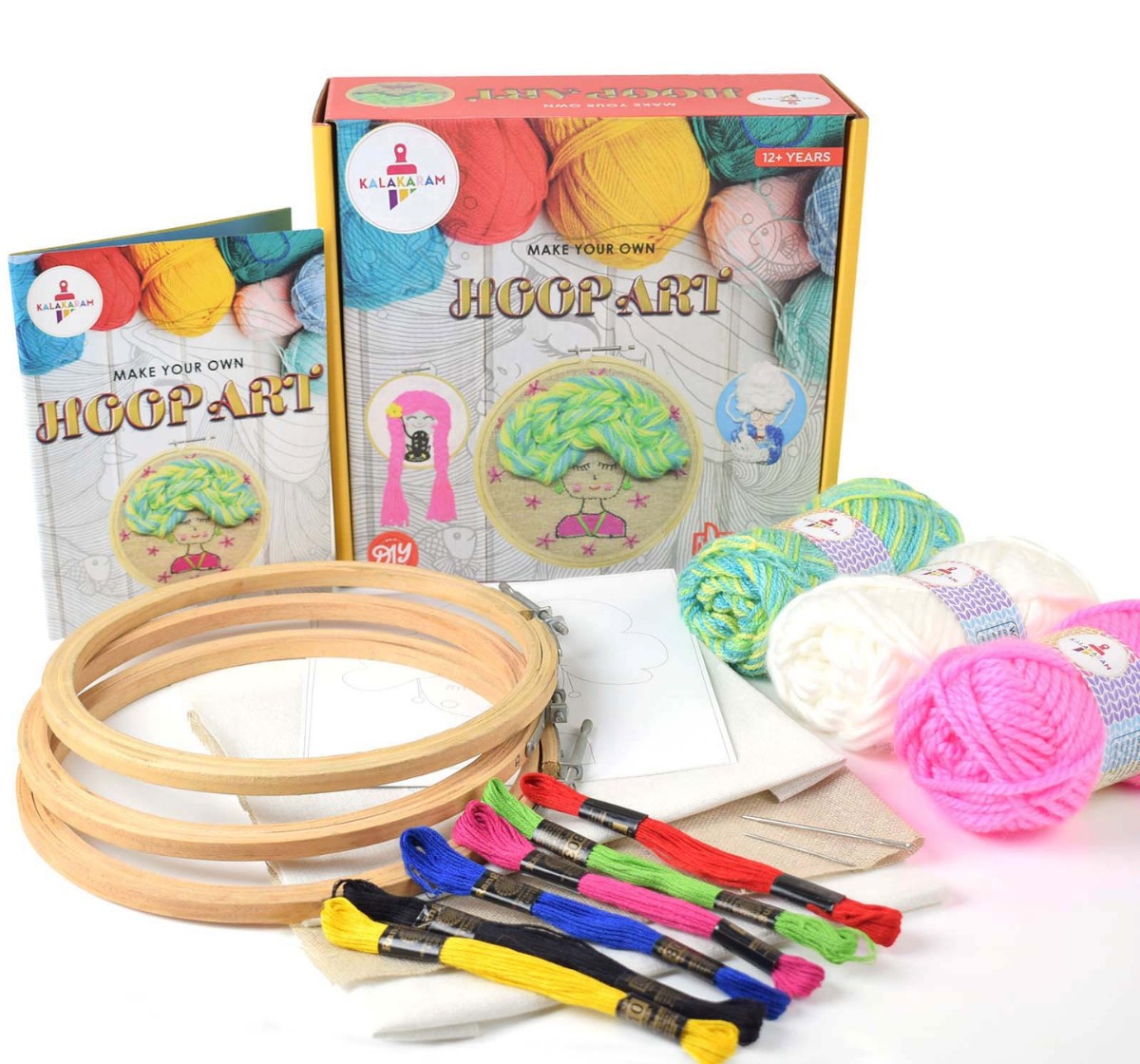 Kalakaram Hoop Art Embroidery Kit, DIY Art and Craft Embroidery Activity Kit for Girls, Beginners Kit Easy to Make, 10Y+, Multicolour