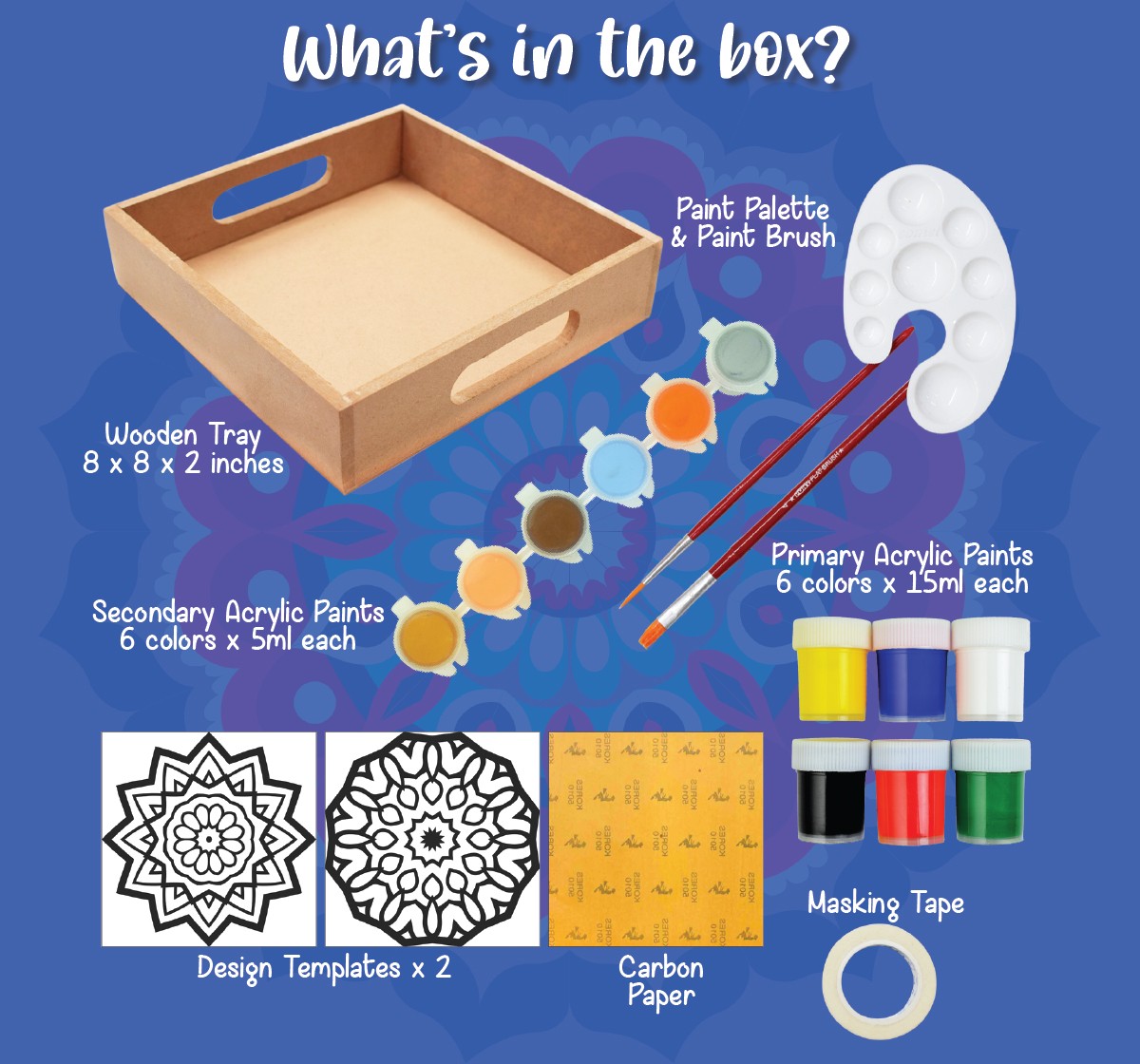 Kalakaram Mandala Art Beverage Tray Painting Kit, Kids DIY Painting Activity Kit, Educational and Gifting for Kids, 12Y+, Multicolour