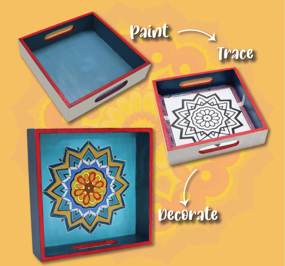 Kalakaram Mandala Art Beverage Tray Painting Kit, Kids DIY Painting Activity Kit, Educational and Gifting for Kids, 12Y+, Multicolour