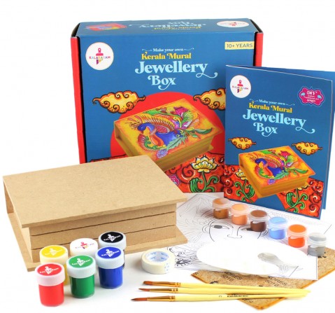 Kalakaram Paint Kerala Mural Art on Jewellery Box Painting Kit, DIY Painting Kit for Kids and Adults, Gift for Kids, 12Y+, Multicolour