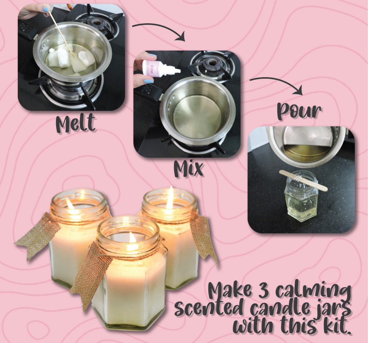 Kalakaram Scented Jar Candle Making Kit, Make 3 Scented Jar Candles from this Kit, Kids and Adults DIY Kit, Gift For Kids, 10Y+, Multicolour
