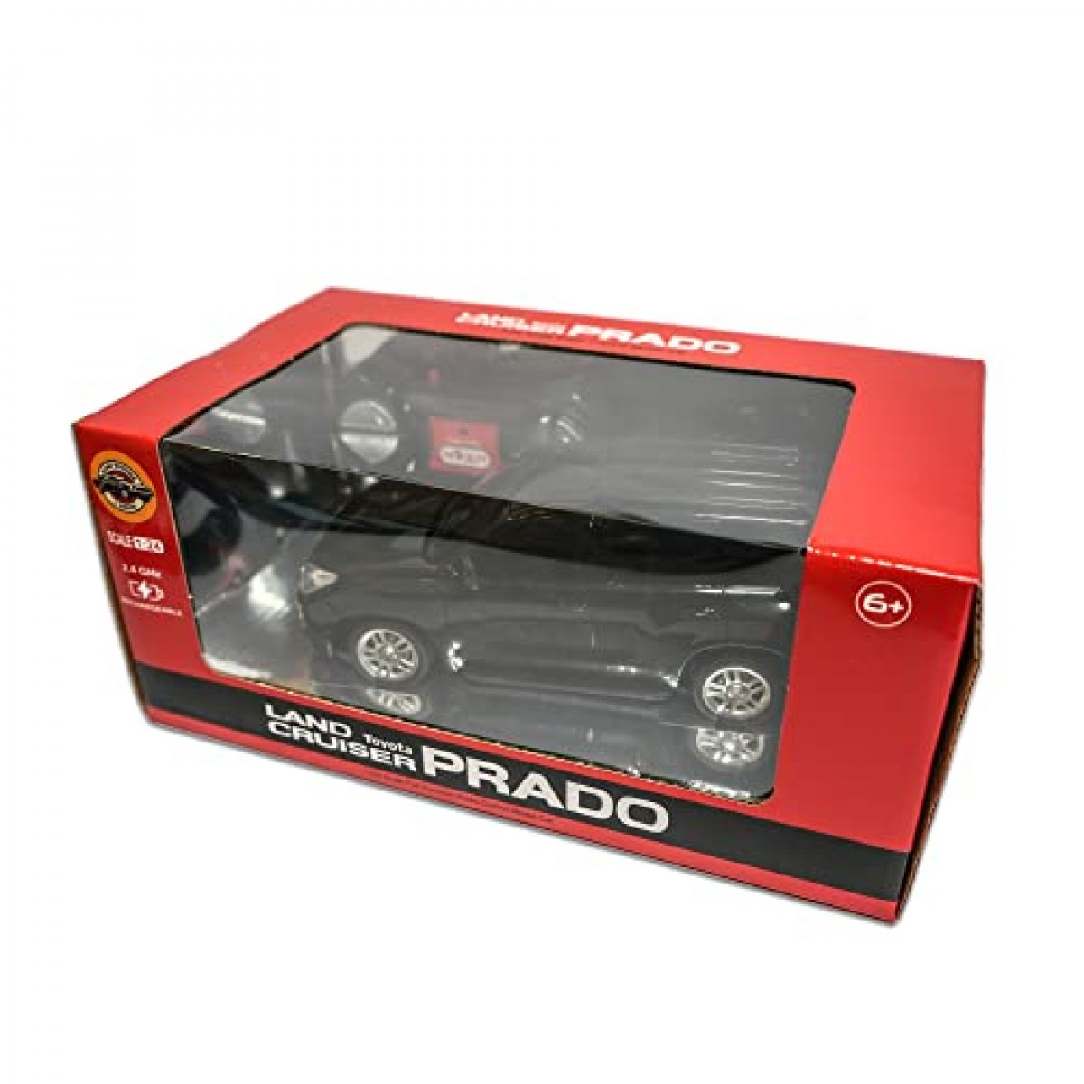 Road Burner Rechargable Remote Control Car for Kids Toyata Prado Full Function, 1:24 Scale Pack of 1, Black, Age 6Y+