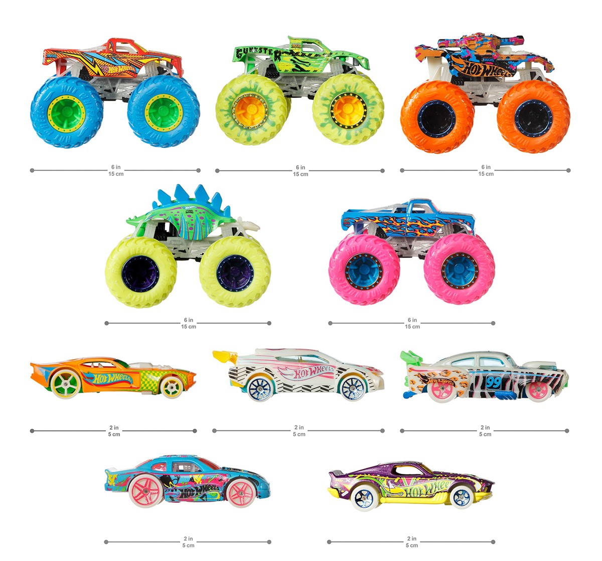 Hot Wheels Monster Truck Glow In The Dark 1:64 Die-Cast Vehicle Collection, 3Y+, Multicolour