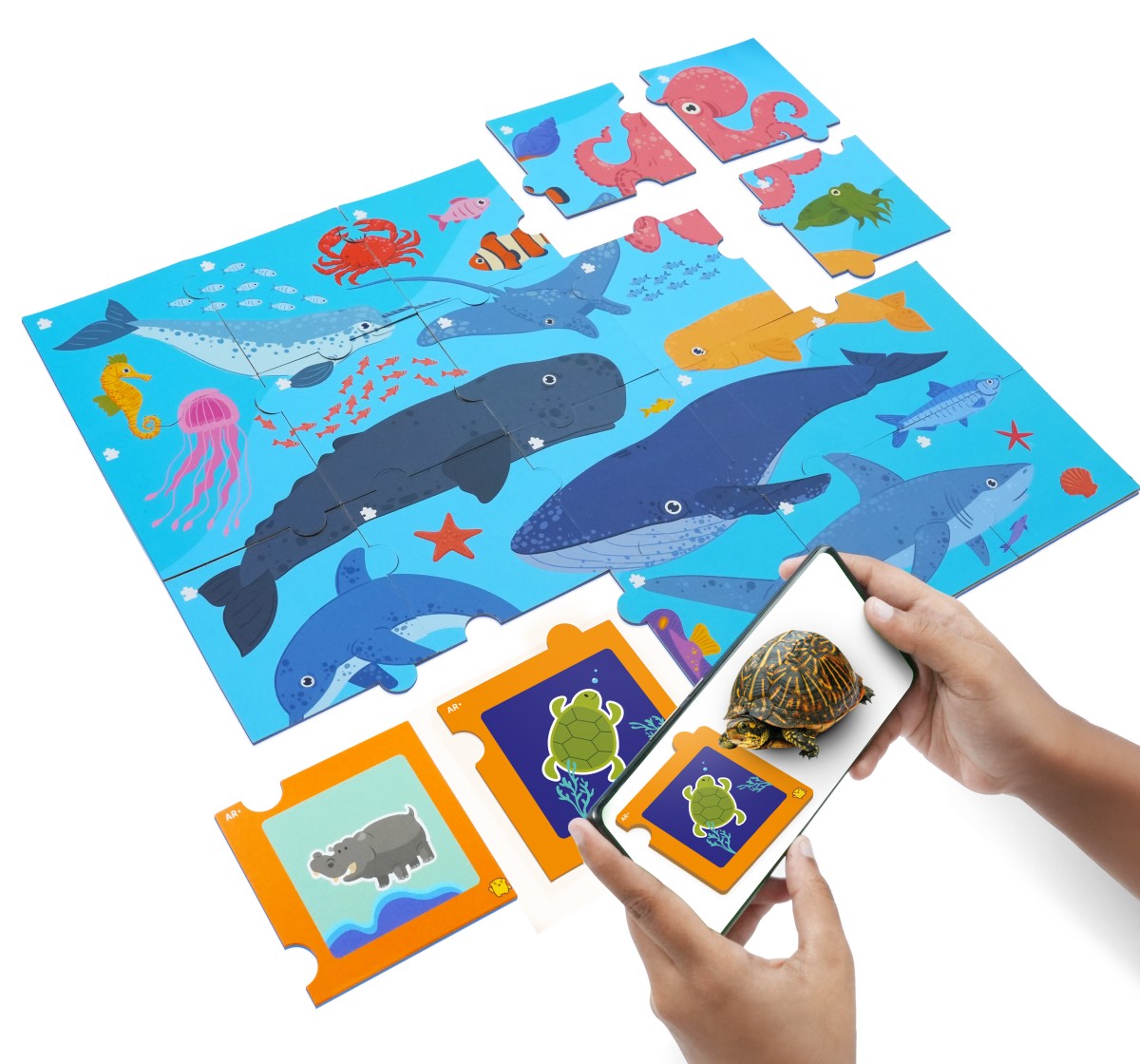 Playshifu Aquatic And Aerial Animals - Sea World Puzzle Flashcards