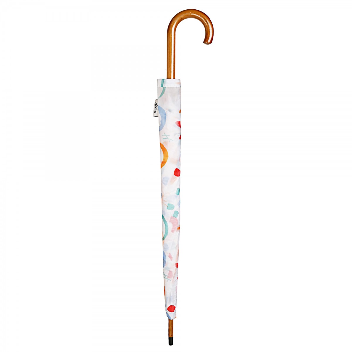 Hamleys London Rainbow Print 28 inches Single Fold Rain Umbrella with Wooden Bend Handle and Auto Open Long Umbrellas, Kids for 5Y+, White