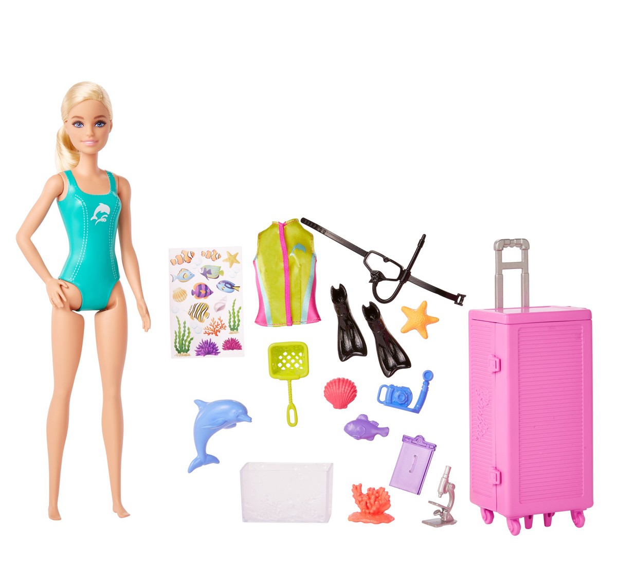 Barbie  Marine Biologist Doll and Playset, Light Skin Tone, Kids for 3Y+, Multicolour