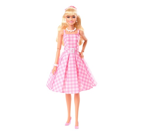 Barbie The Movie Doll Wearing Pink and White Gingham Dress with Daisy Chain Necklace, Kids for 3Y+, Multicolour, Assorted