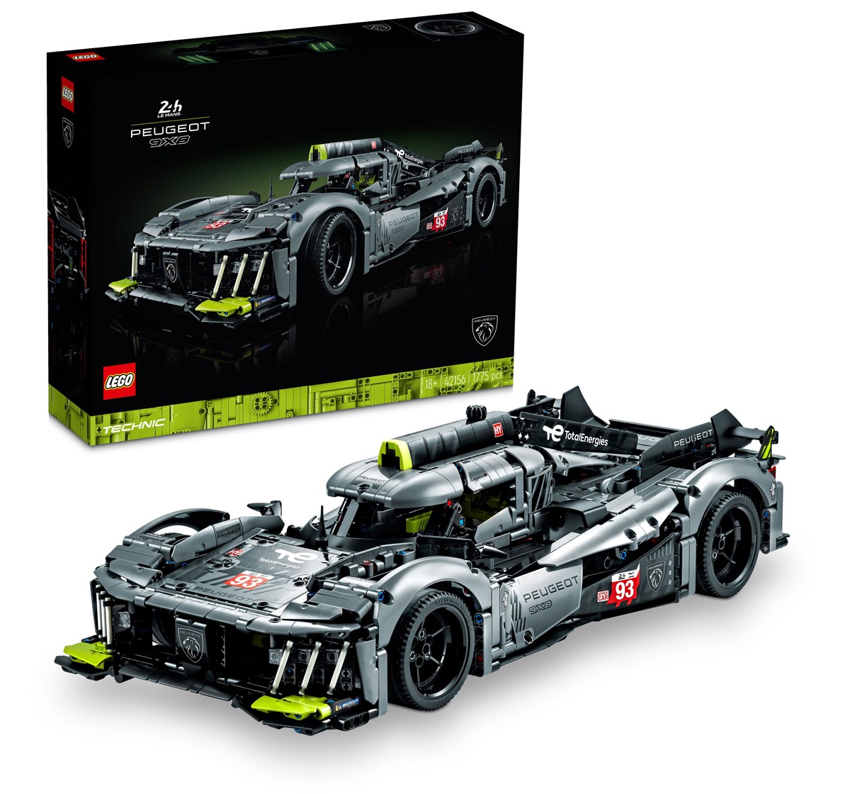 LEGO Technic PEUGEOT 9X8 24H Le Mans Hybrid Hypercar 42156 Building Kit (1,775 Pieces), 18Y+